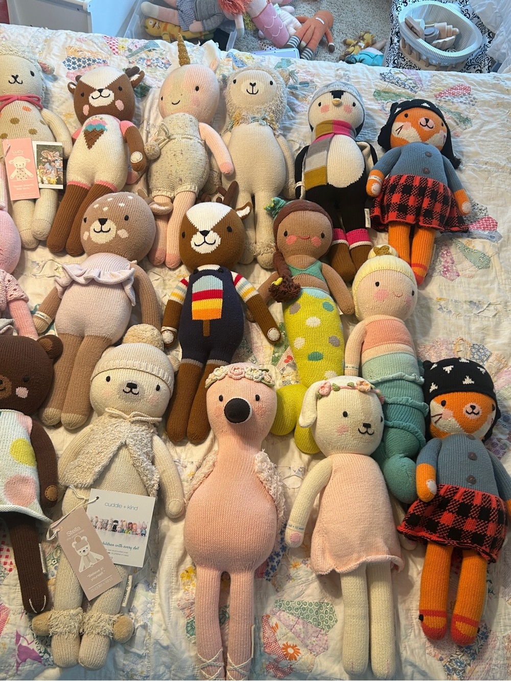 Cuddle + Kind Large 20” Handmade Plush Knit Dolls - like new some new w tags